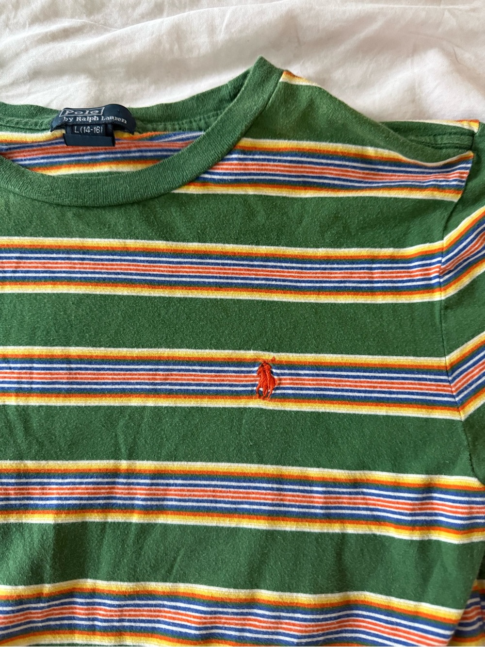 Polo Ralph Lauren Green Tee with Multicolor Stripes